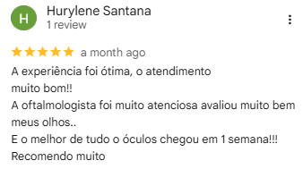 Avaliação real de Hurylene Santana no Google