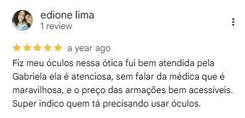 Avaliação real de Edione Lima no Google
