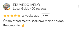 Avaliação real de Eduardo Melo no Google
